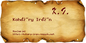 Koháry Irén névjegykártya